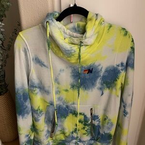 Aviator Nation Tie-Dye Hoodie in Yellow, Blue, Green